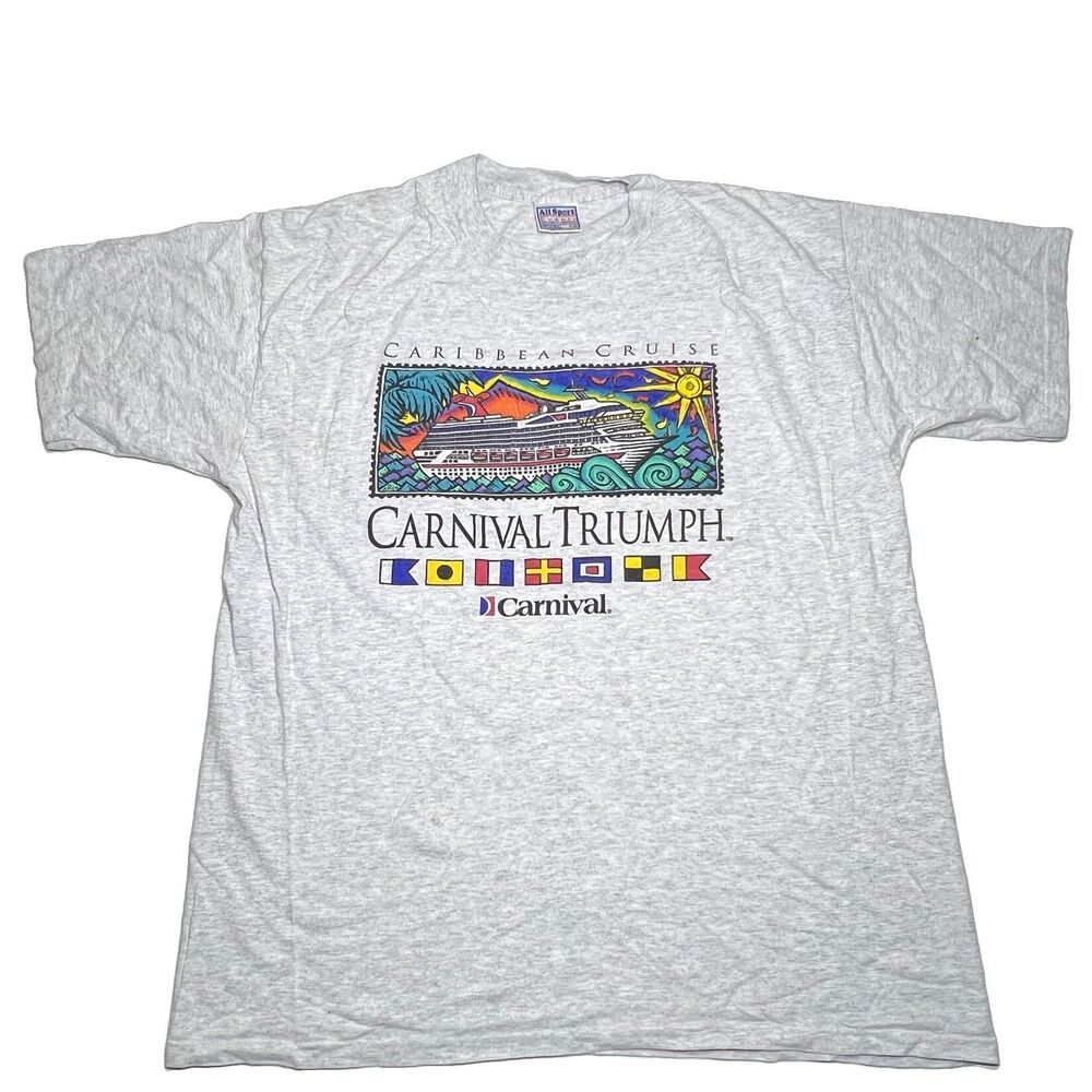 VINTAGE Carnival Triumph Caribbean Cruise  T-shirt Men XL  90 Single Stitch
